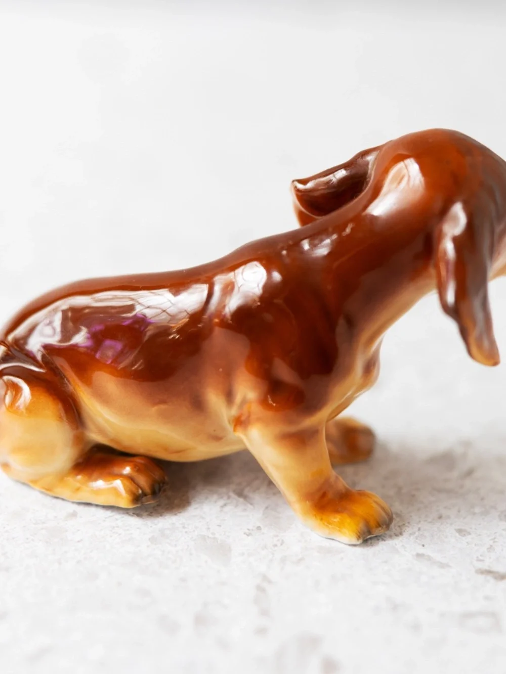 Vintage ceramic sad mopey Dachshund dog figurine possibly Lefton Japan